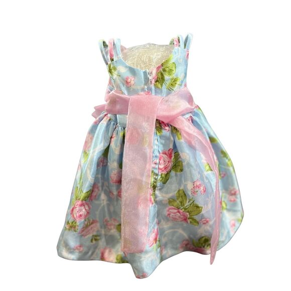Bonnie Baby Size 12 Months Formal Dress Blue Pink Floral Taffeta Sleeveless Poof - Picture 5 of 12